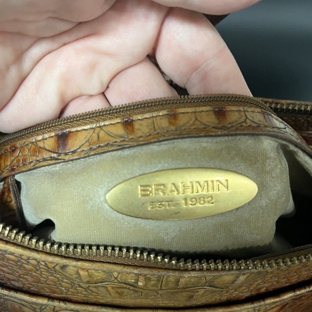 Brahmin Isabelle Metallic Toasted Almond Embossed Croc Leather Bag (B420) - Picture 9 of 16